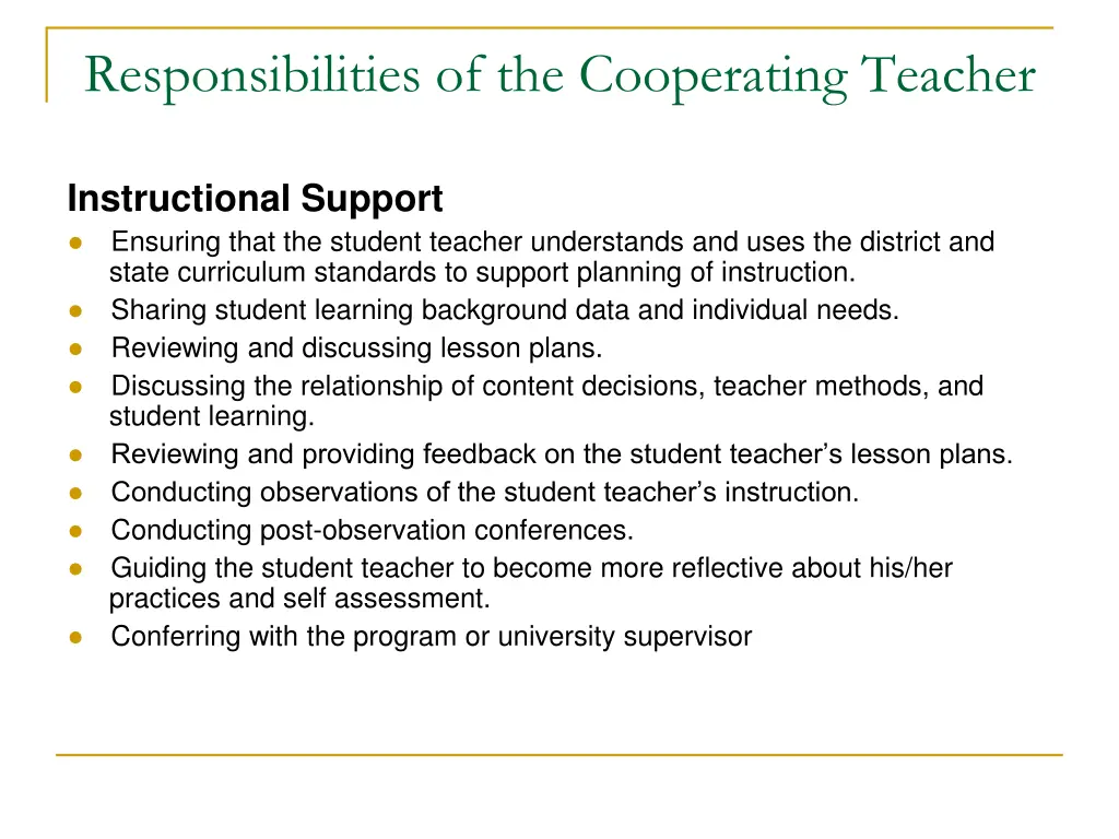 responsibilities of the cooperating teacher 1