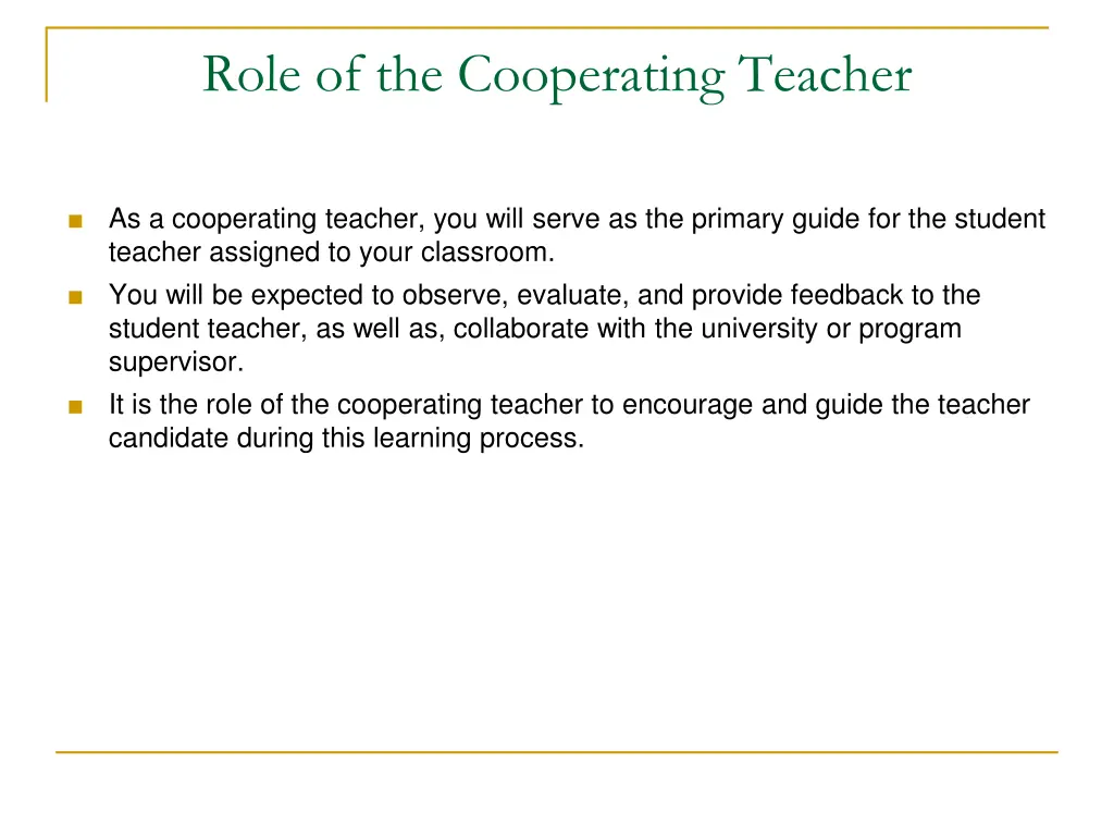 role of the cooperating teacher