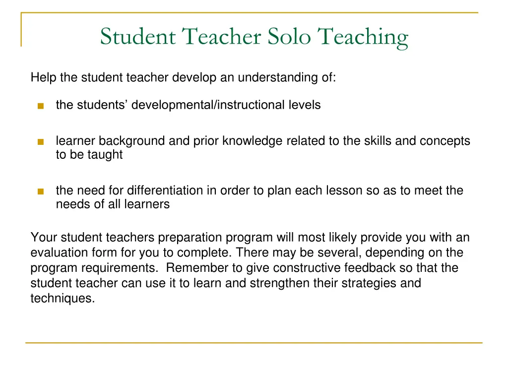 student teacher solo teaching 1