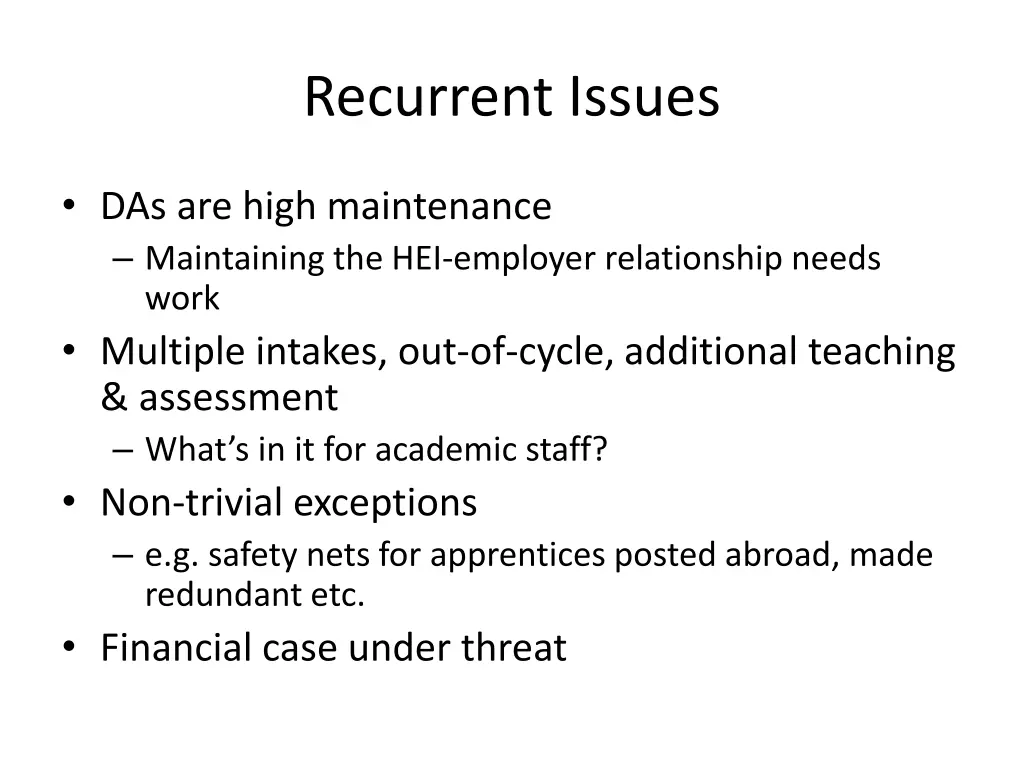 recurrent issues