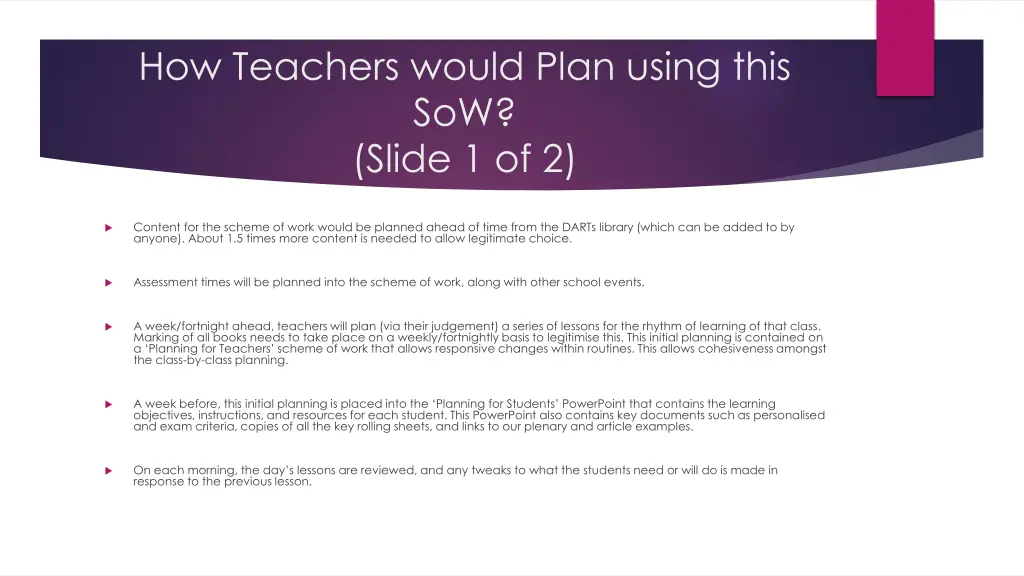 how teachers would plan using this sow slide