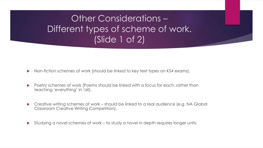 other considerations different types of scheme