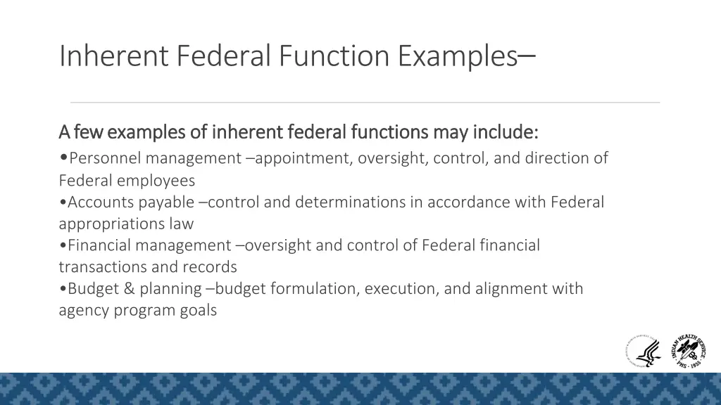 inherent federal function examples