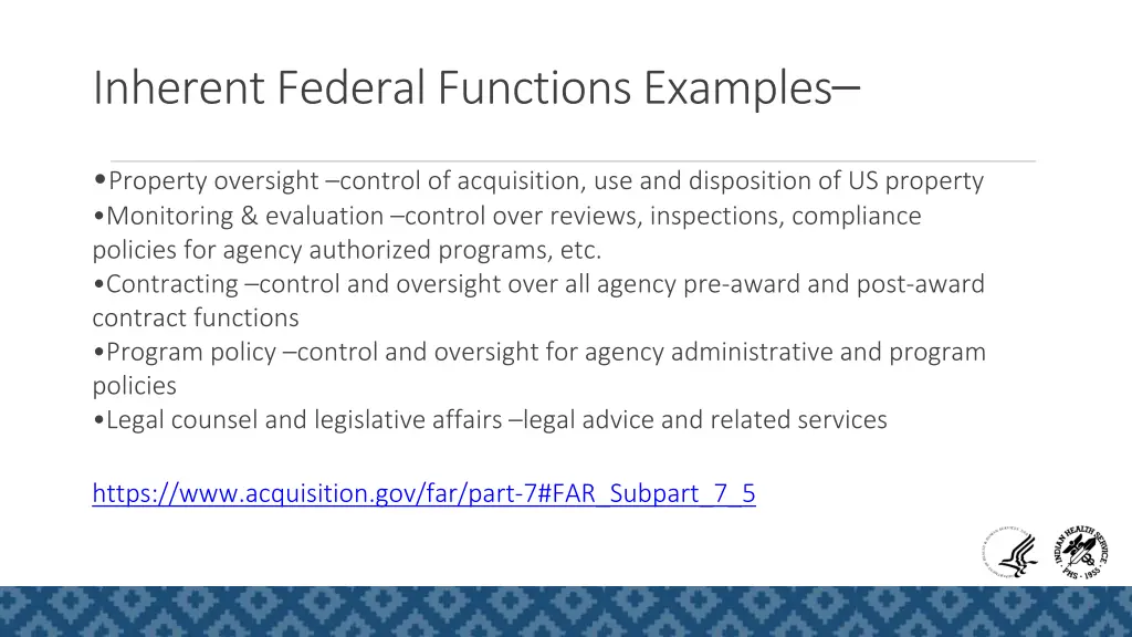 inherent federal functions examples
