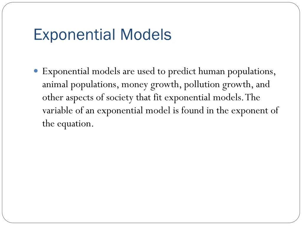 exponential models