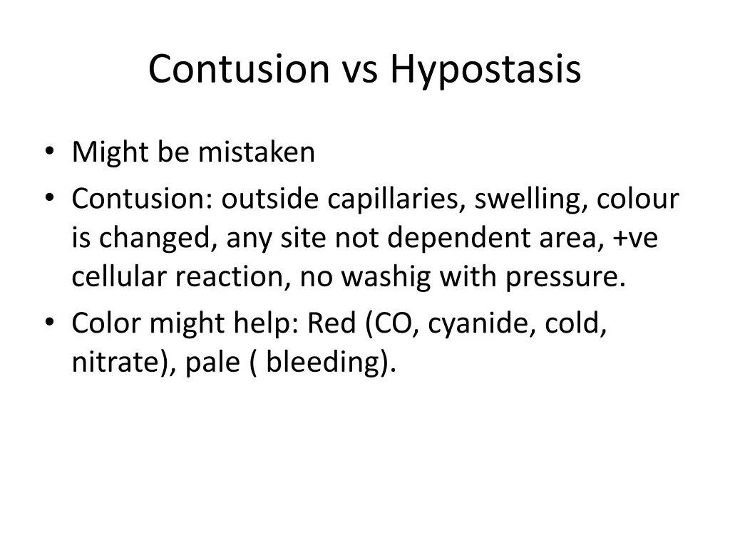 contusion vs hypostasis