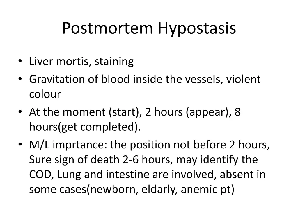 postmortem hypostasis