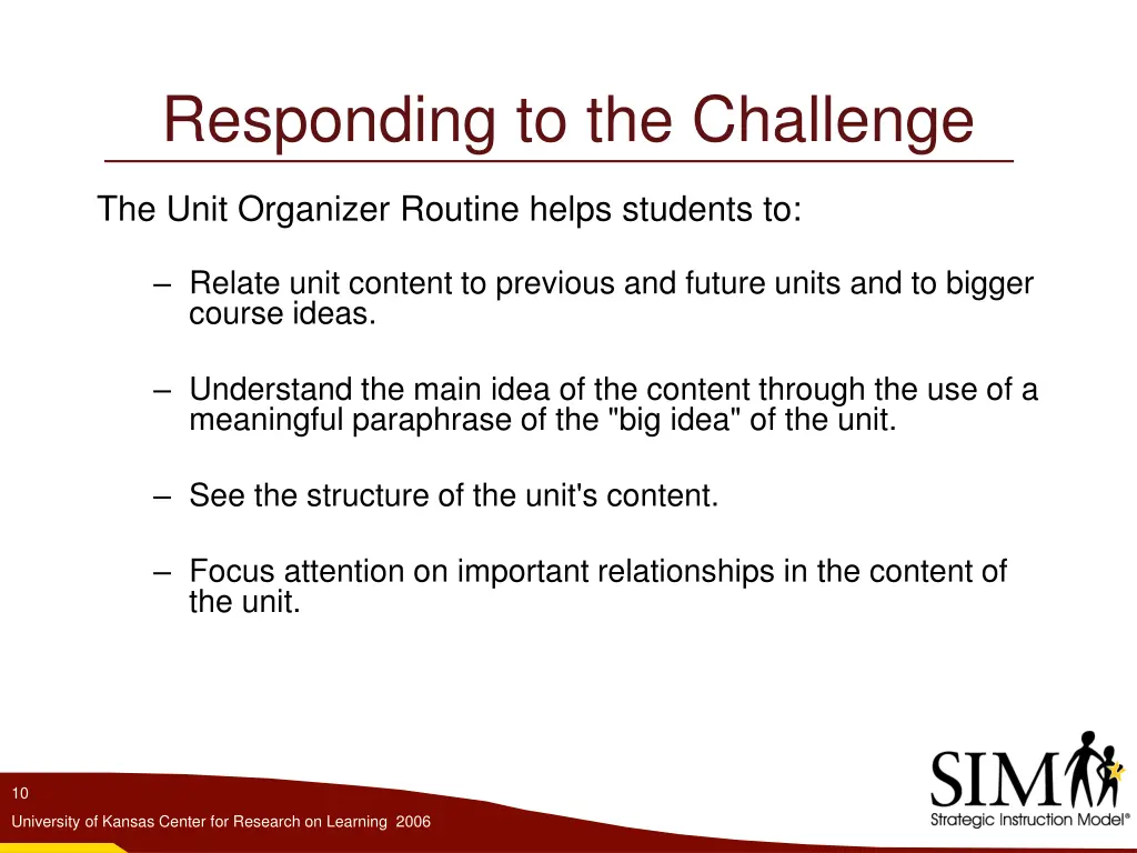 responding to the challenge