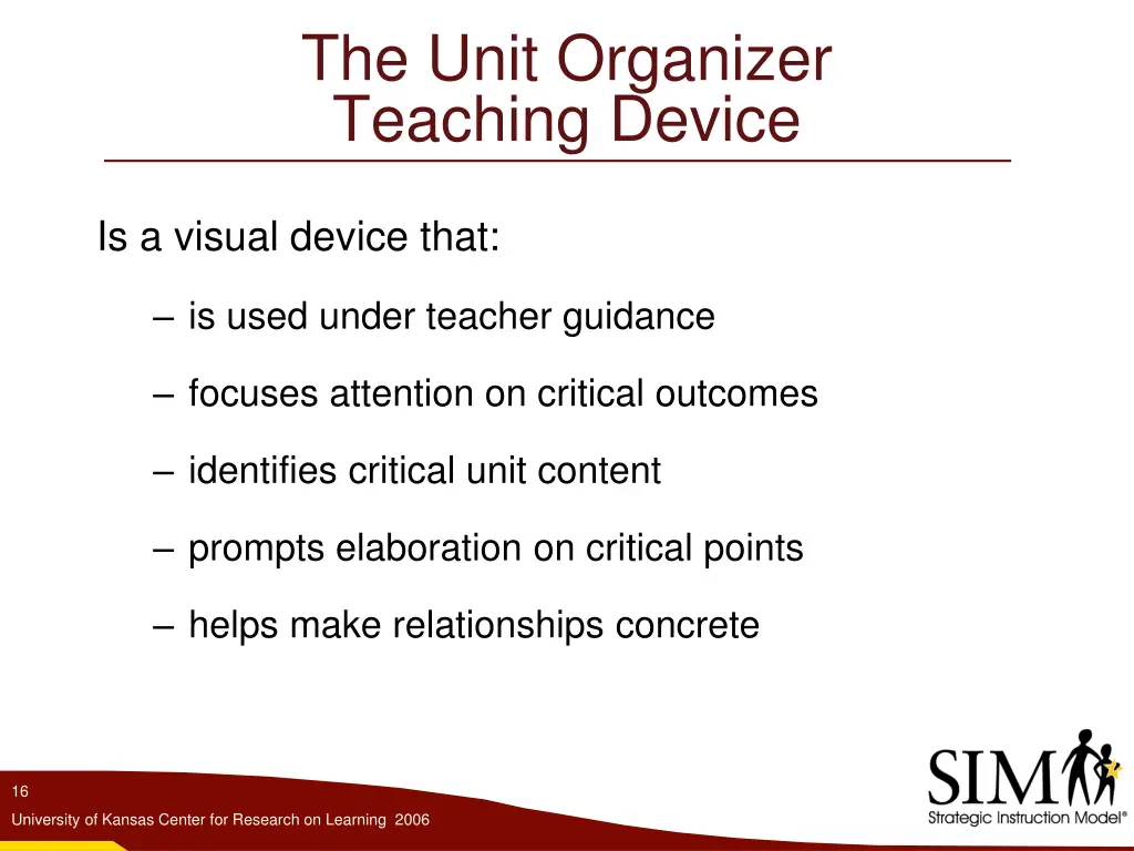 the unit organizer teaching device