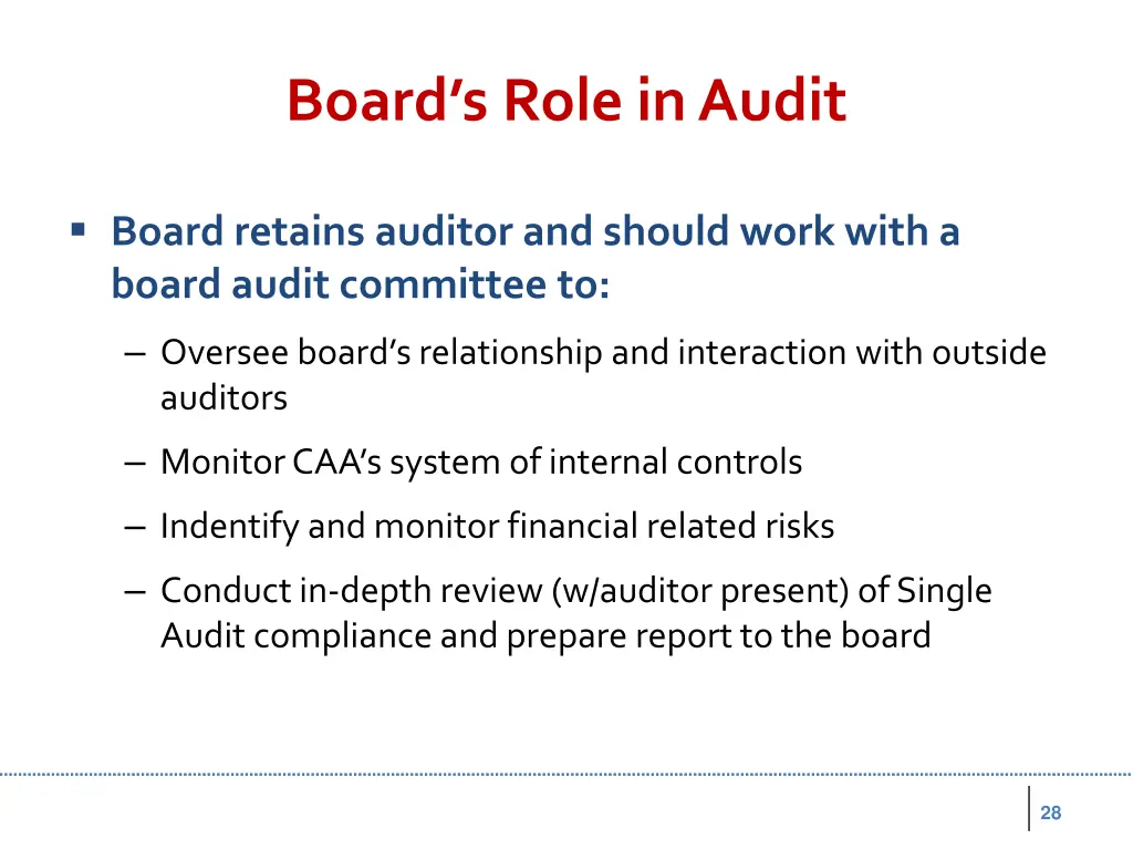 board s role in audit