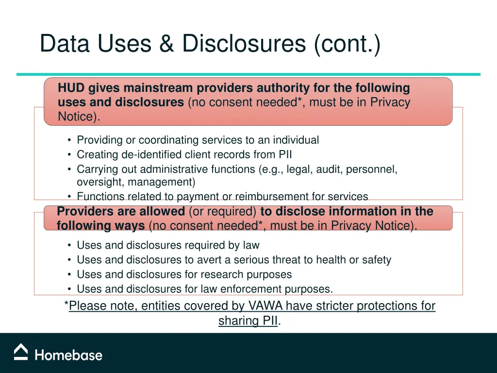 data uses disclosures cont