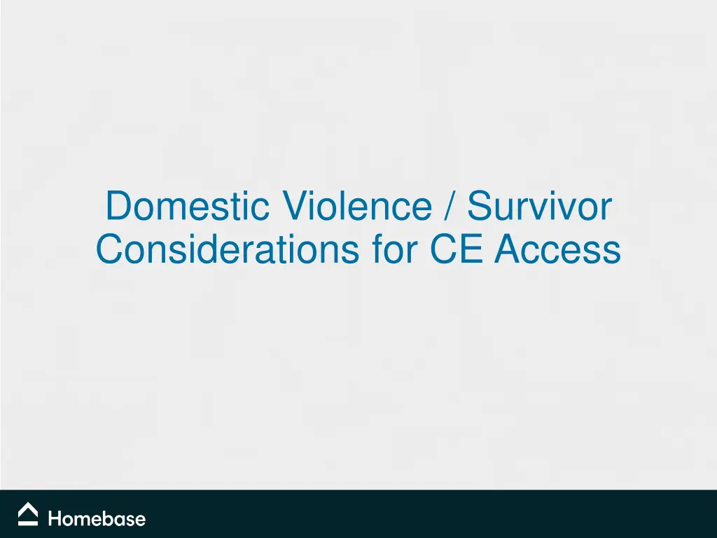 domestic violence survivor considerations