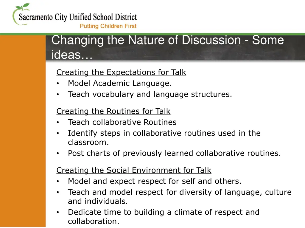 changing the nature of discussion some ideas