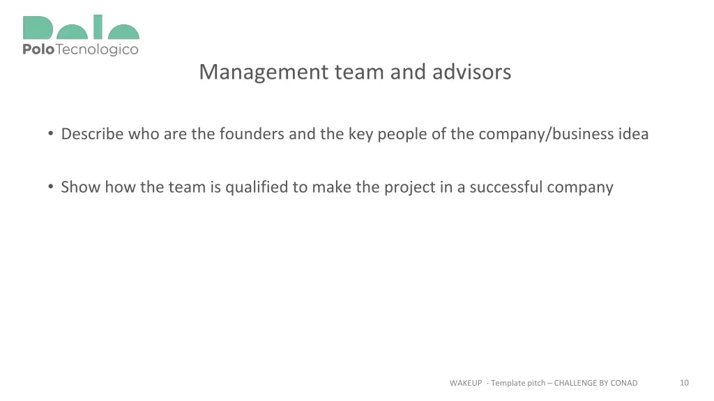 management team and advisors