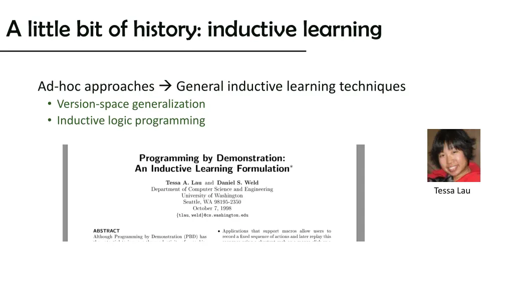 a little bit of history inductive learning