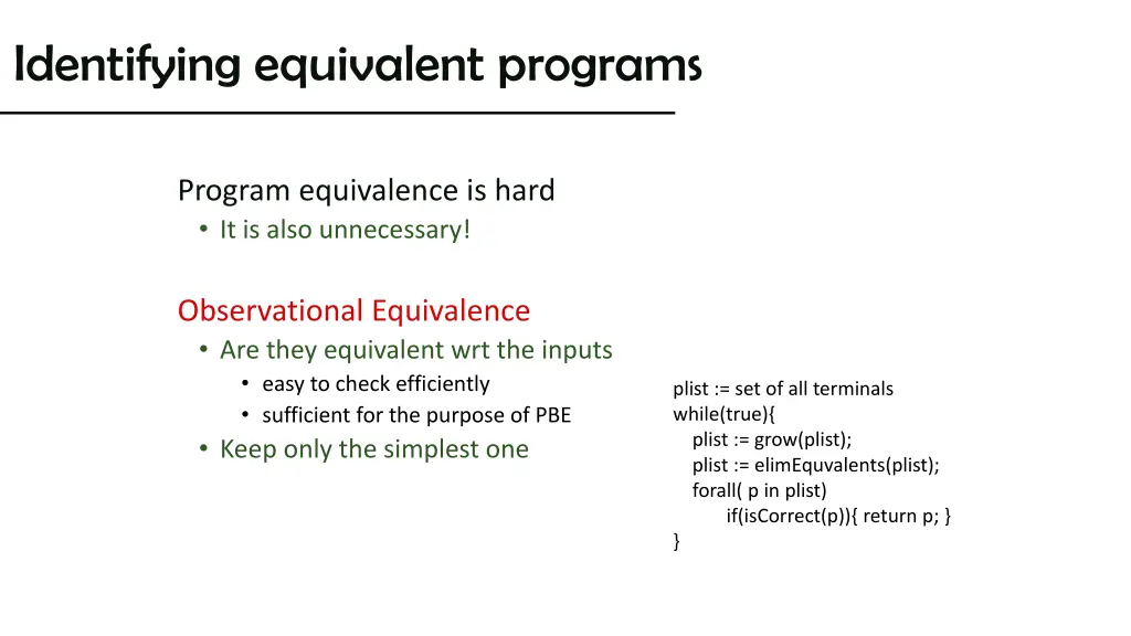 identifying equivalent programs