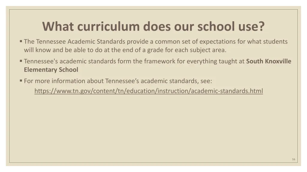 what curriculum does our school use the tennessee