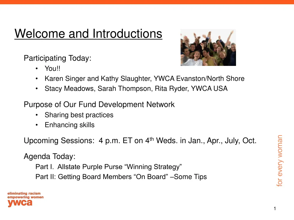 welcome and introductions