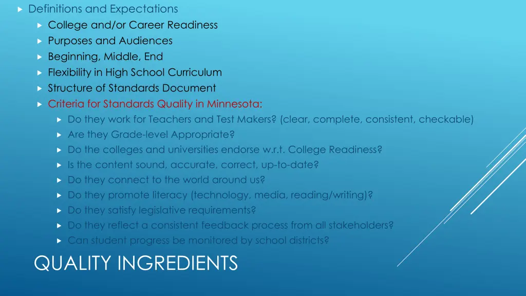 definitions and expectations college 5