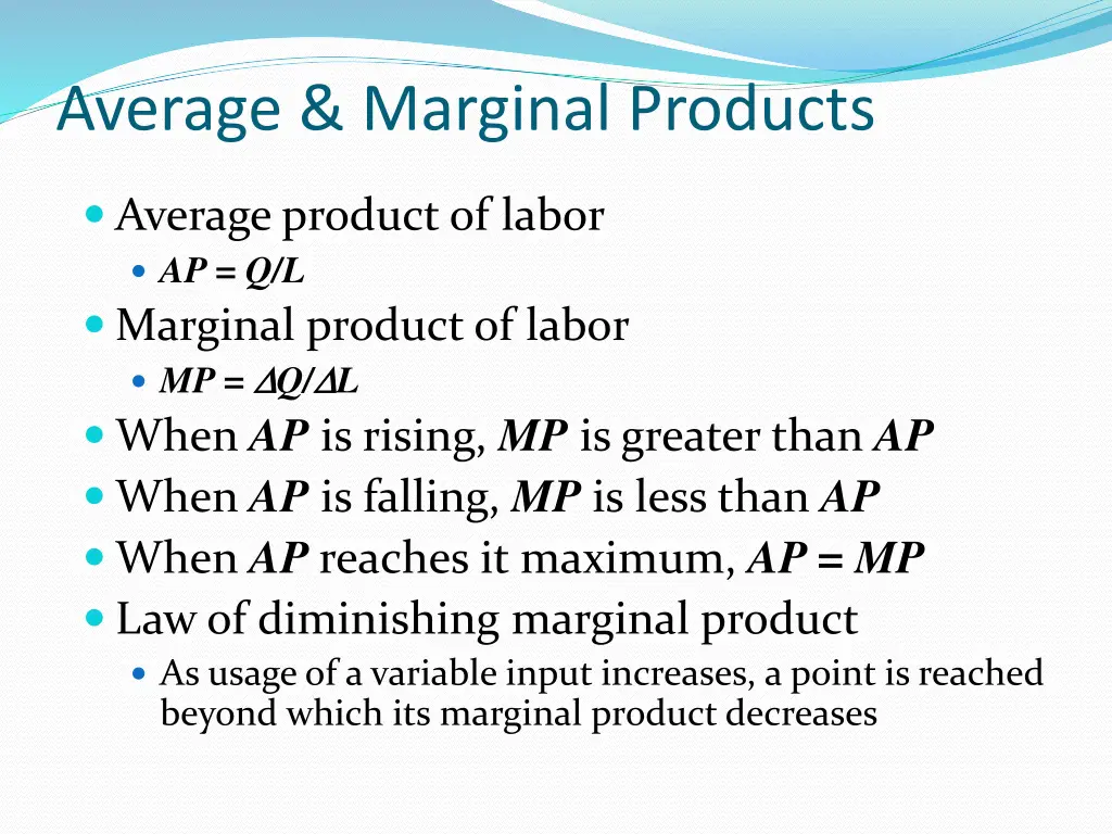 average marginal products