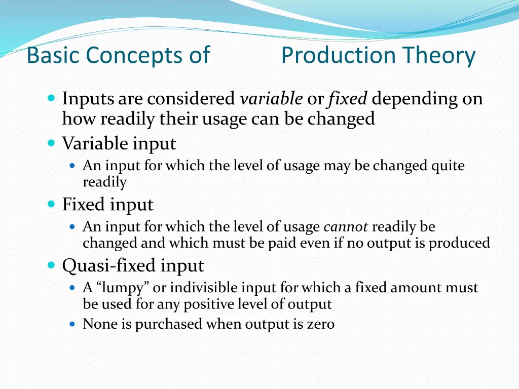 basic concepts of production theory 1