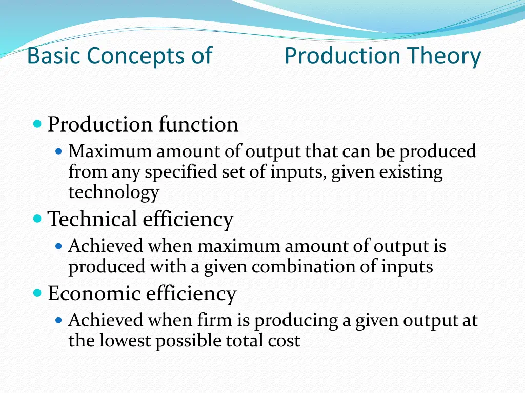 basic concepts of production theory