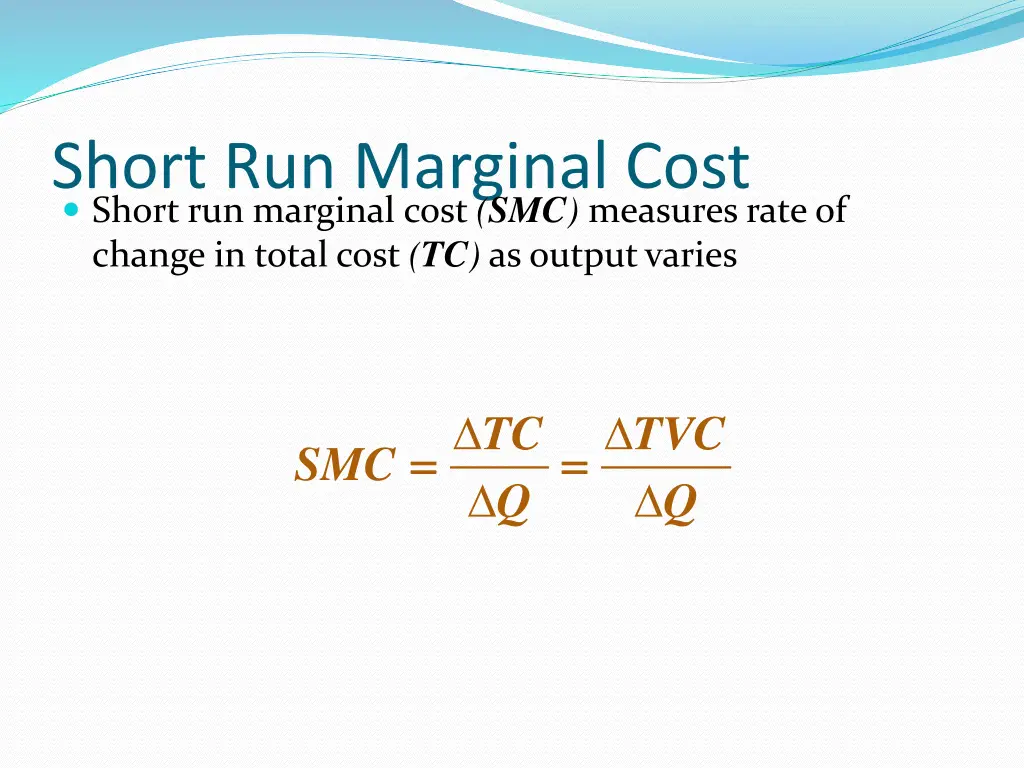 short run marginal cost short run marginal cost