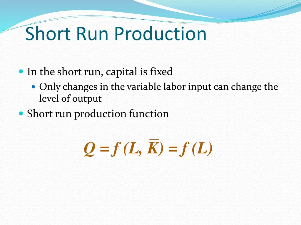 short run production