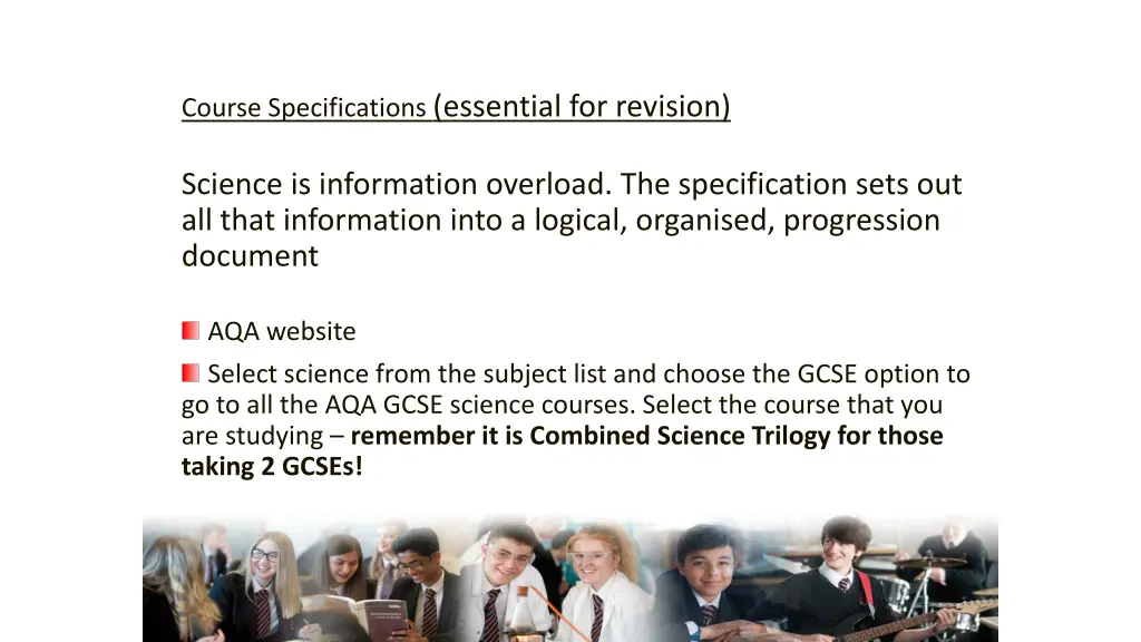 course specifications essential for revision