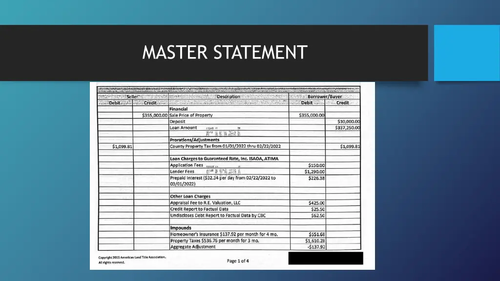 master statement