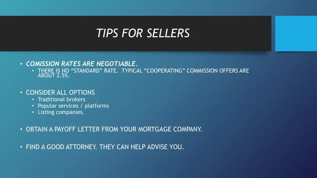 tips for sellers