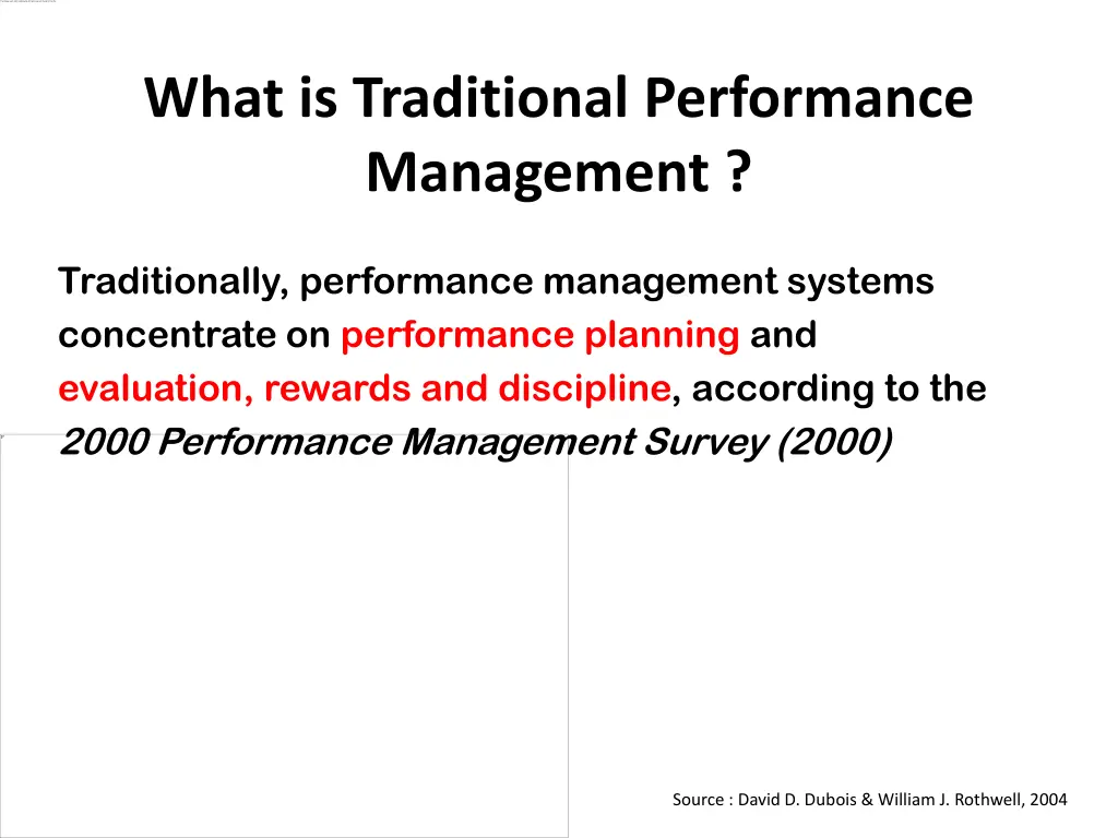 what is traditional performance management
