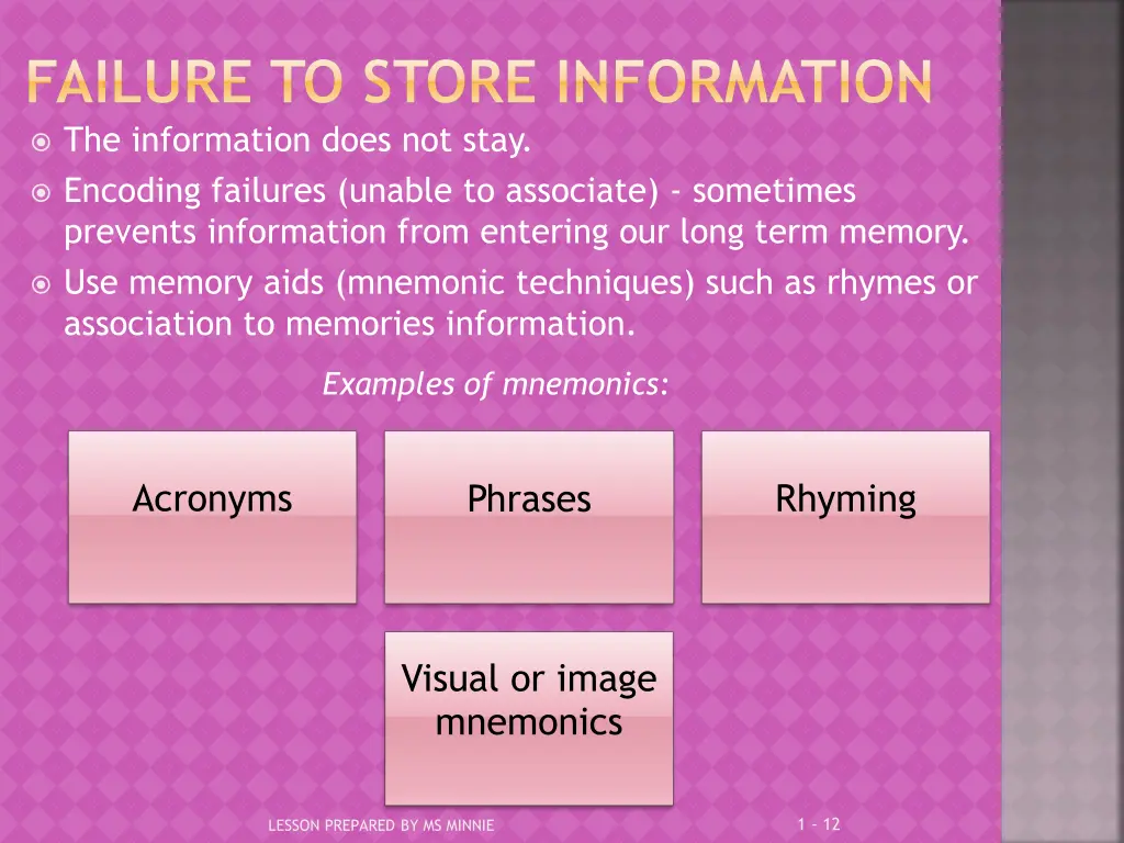 failure to store information the information does