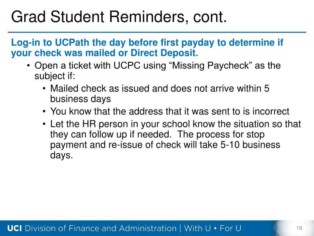 grad student reminders cont