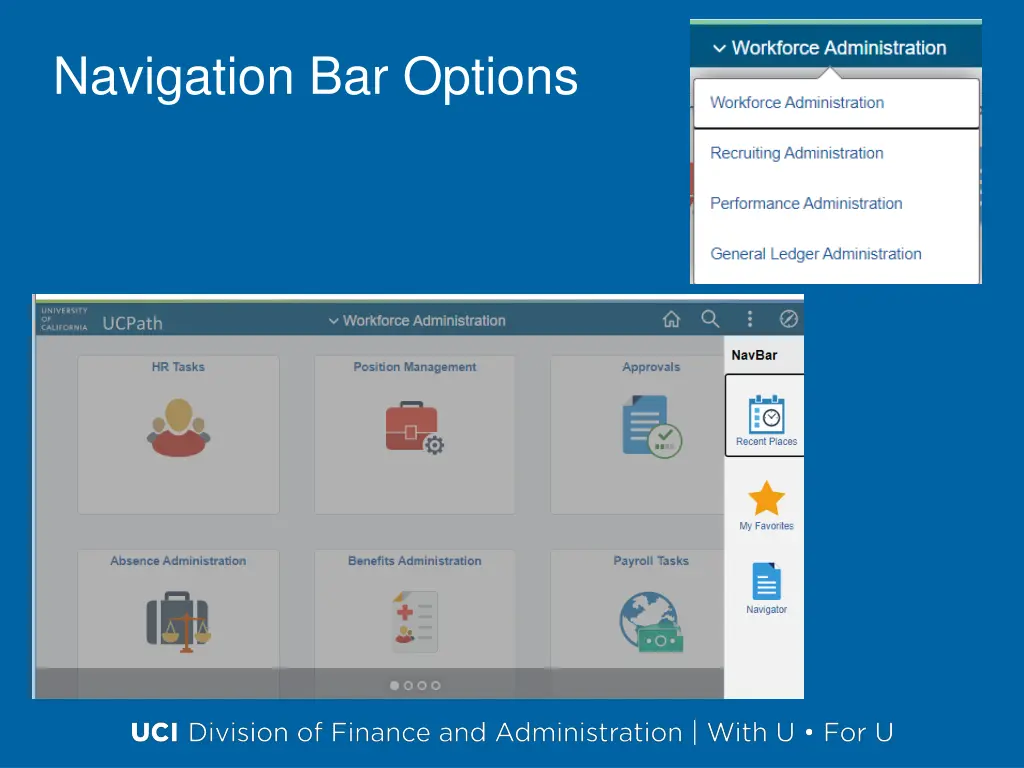 navigation bar options