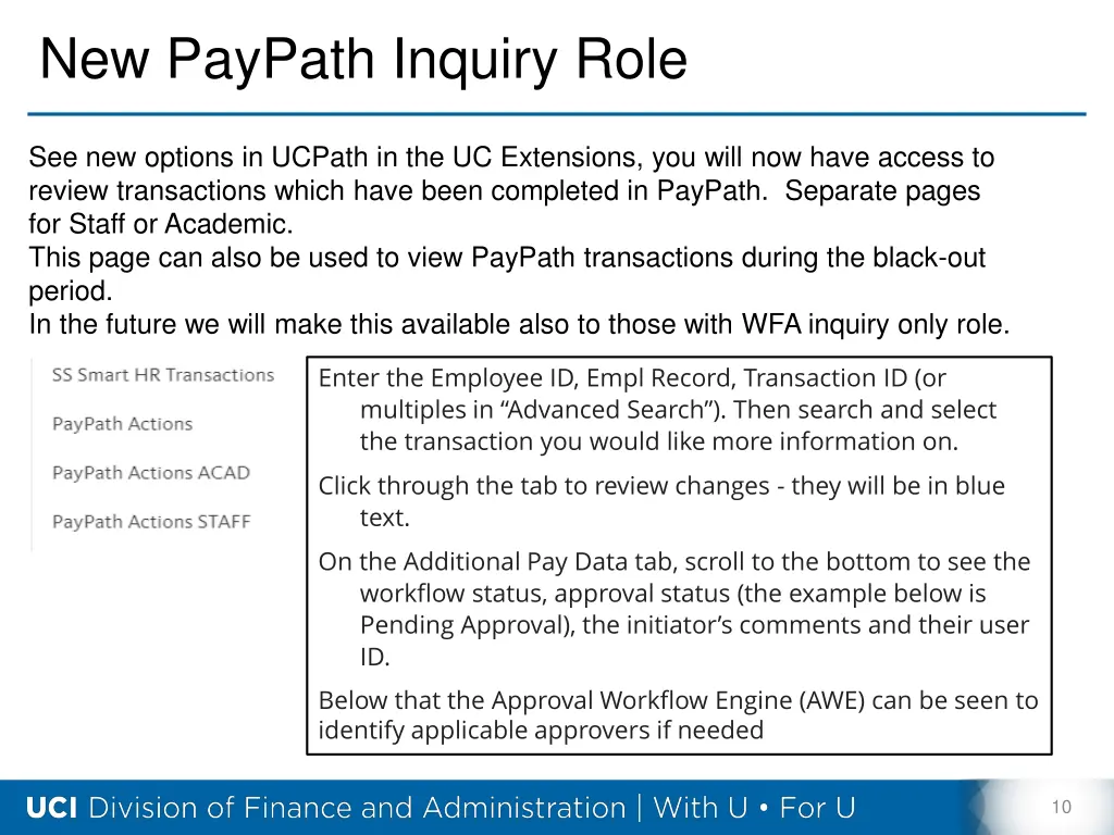 new paypath inquiry role