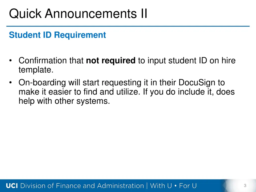 quick announcements ii