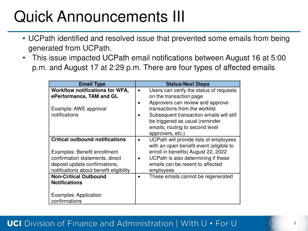 quick announcements iii