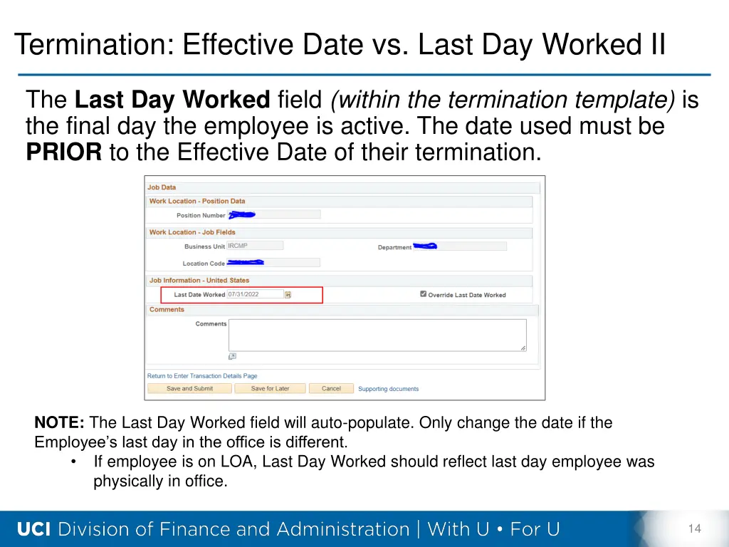 termination effective date vs last day worked ii