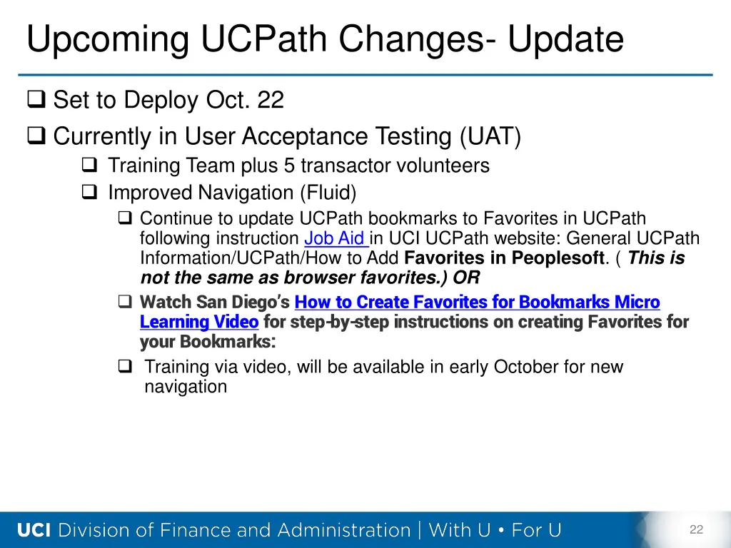 upcoming ucpath changes update
