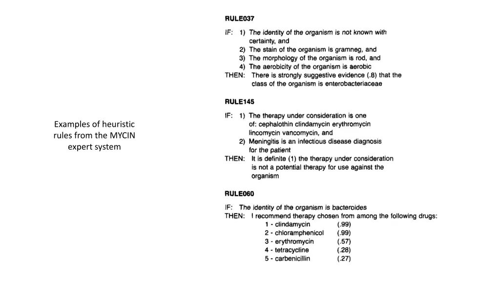 examples of heuristic rules from the mycin expert