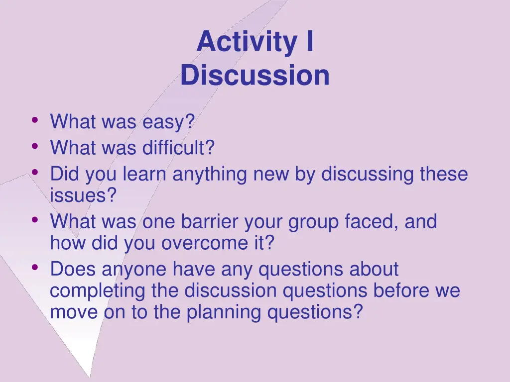 activity i discussion
