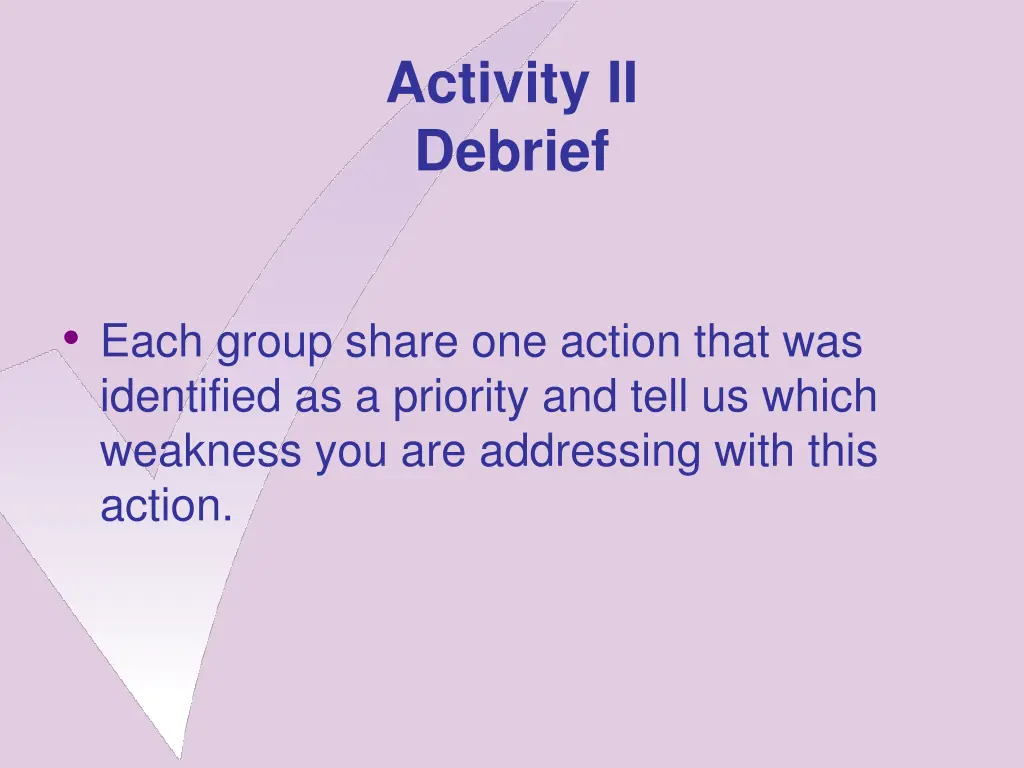 activity ii debrief