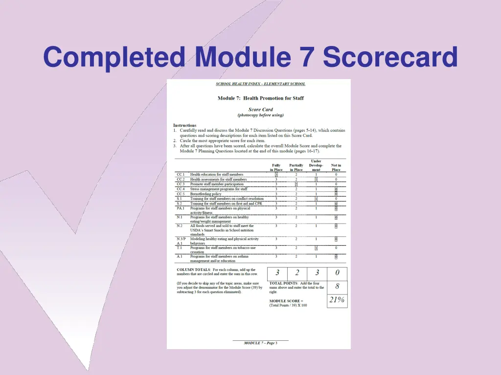 completed module 7 scorecard