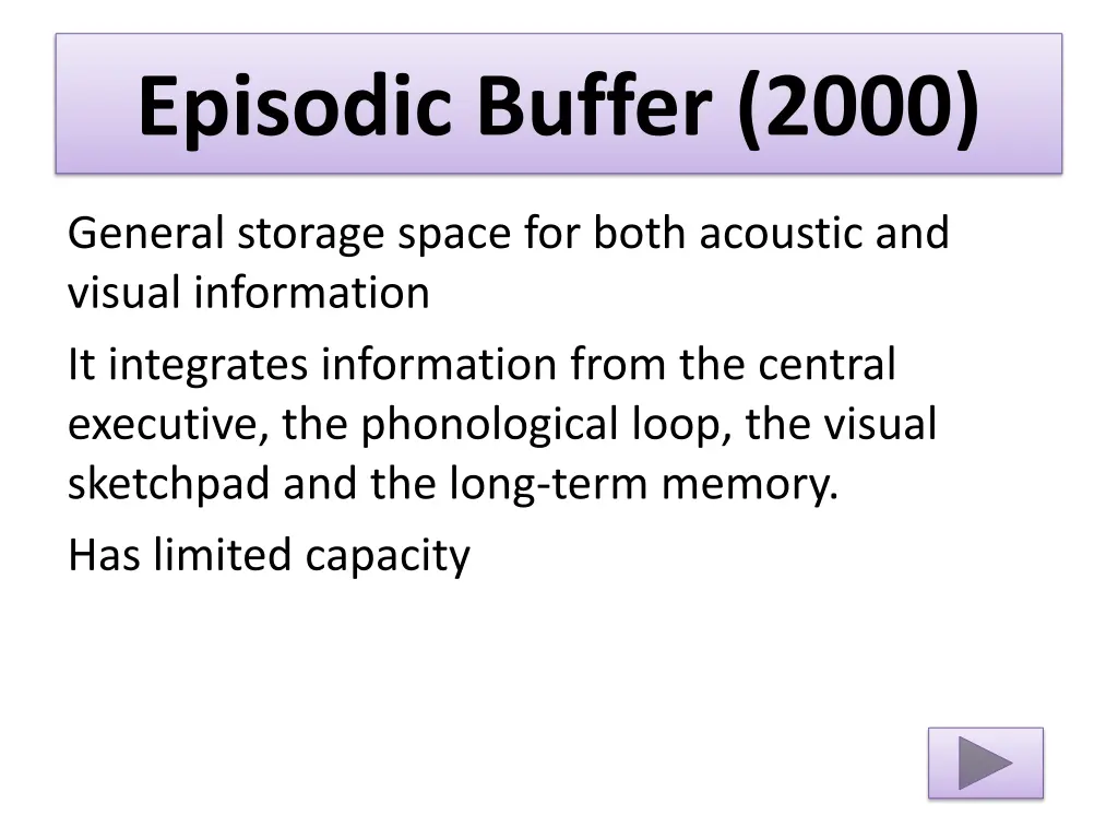 episodic buffer 2000