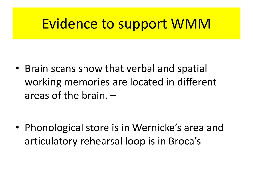 evidence to support wmm