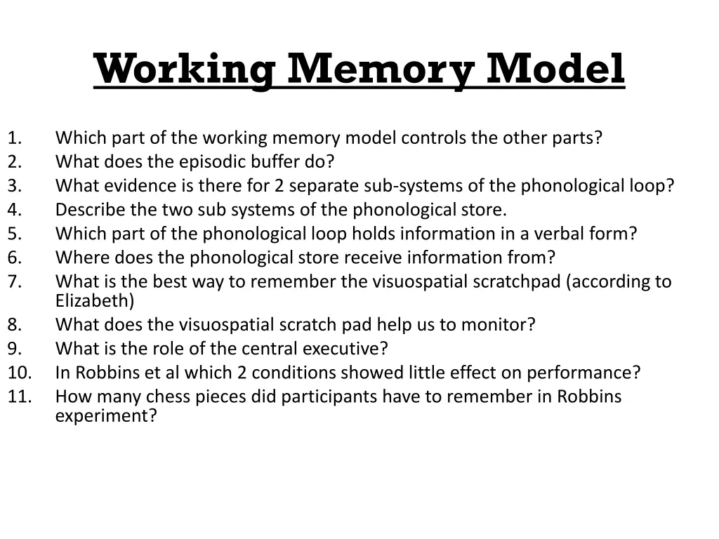 working memory model 1