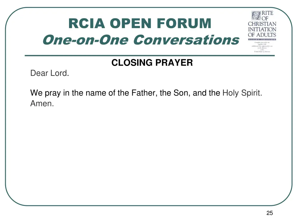 rcia open forum one on one conversations 19