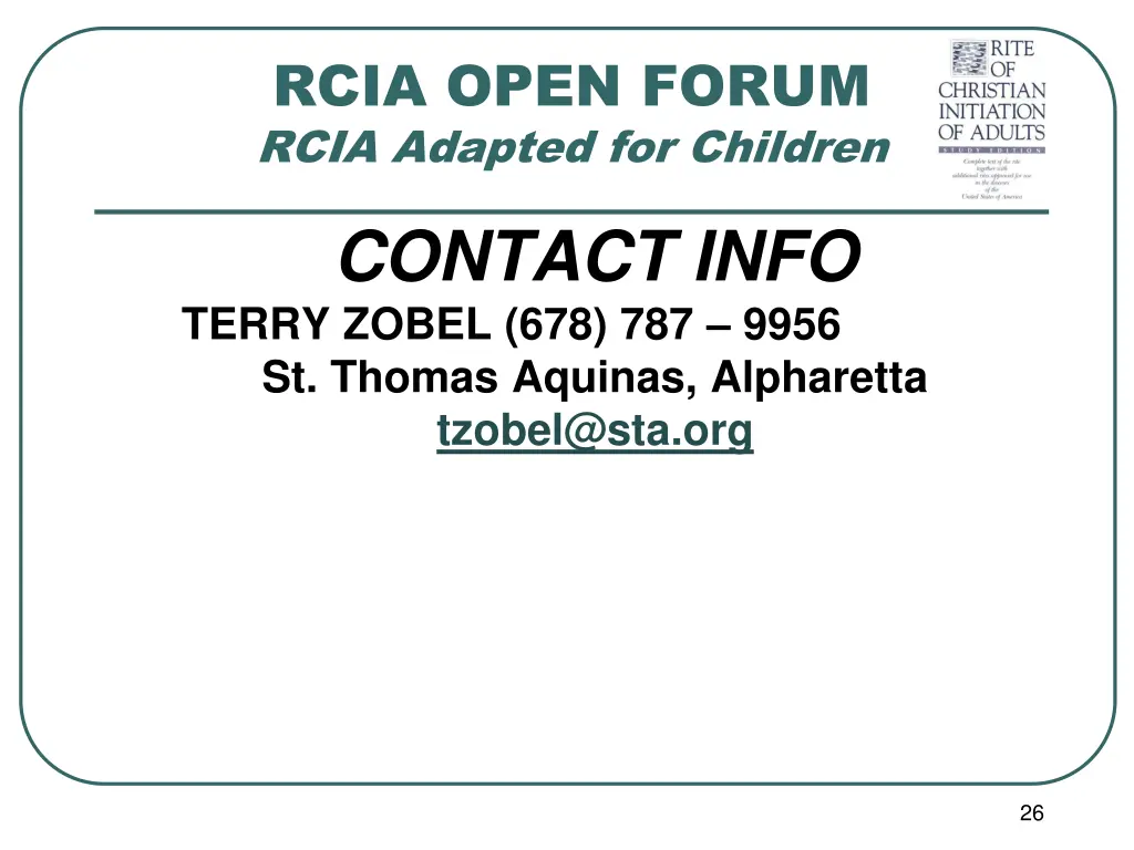 rcia open forum rcia adapted for children