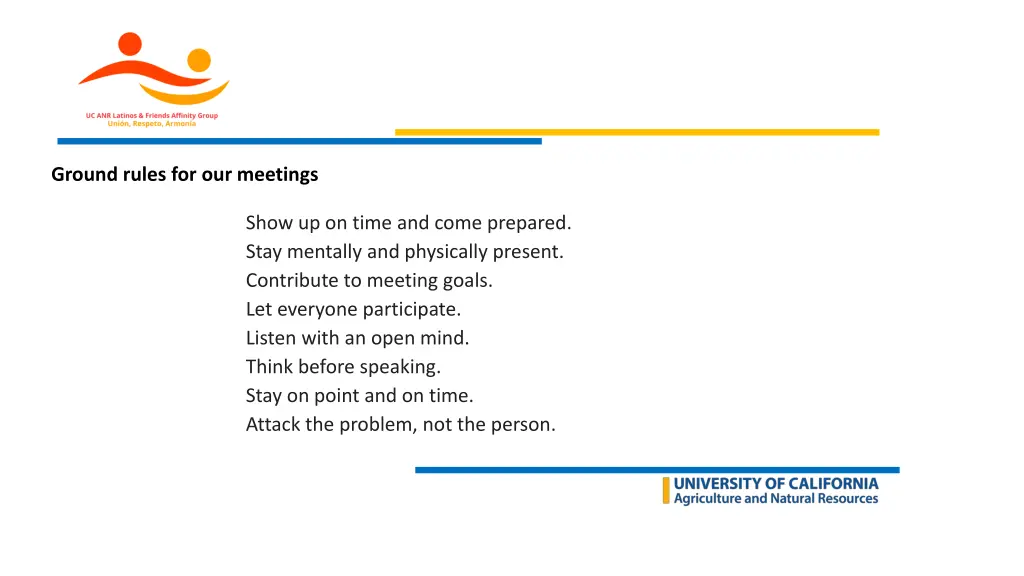ground rules for our meetings